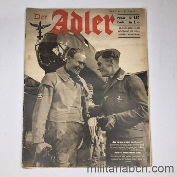 DER ADLER magazine, Luftwaffe publication. Text in Spanish and German. No. 6 March 1941.