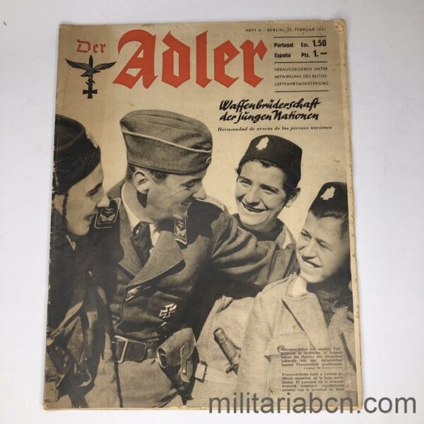 DER ADLER magazine, Luftwaffe publication. Text in Spanish and German. No. 4 February 1941.