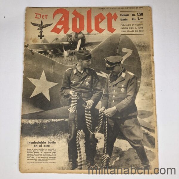 Revista DER ADLER, publicación de la Luftwaffe. Texto en español y alemán. Nº 22 Noviembre 1941.