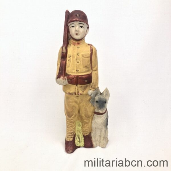 Japan. Figure of a Japanese soldier with dog. Ceramics. World War 2