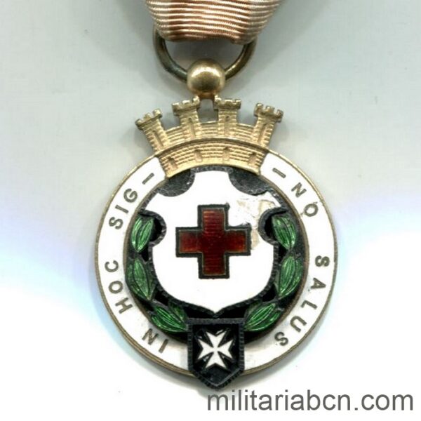 España. Medalla de Segunda Clase de la Cruz Roja Española. Modelo de la II República. Fabricada por Medina.