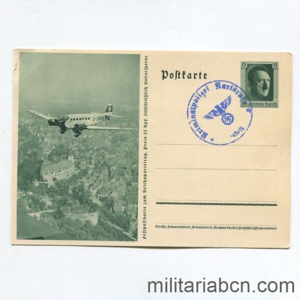 Alemania III Reich. Postal de propaganda Nacionalsocialista. Con sello impreso. B1.