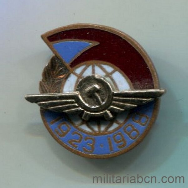 URSS. Unión Soviética. Insignia del 65 Aniversario de la Compañía Aérea Aeroflot 1923-1988