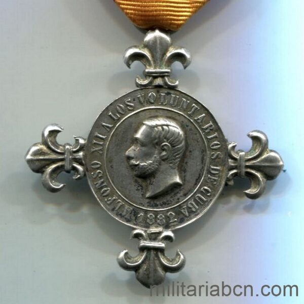 Medalla de la constancia de los Voluntarios de Cuba de 1882, Alfonso XII. Medalla de la constancia de los Voluntarios de Cuba de 1882. Medalla española a los voluntarios de Cuba durante el reinado de Alfonso XII.