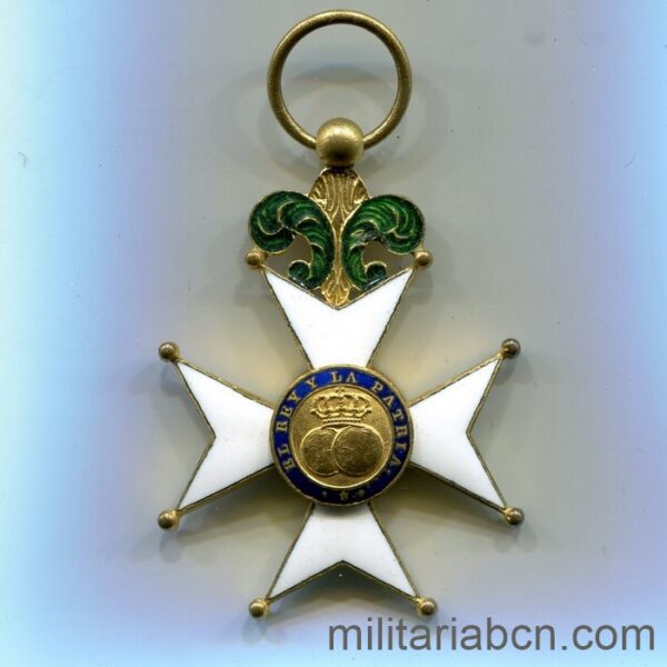 Cruz de Caballero de la Orden de San Fernando. Período Alfonso XII. 49 x 36 mm. Orden española reverso