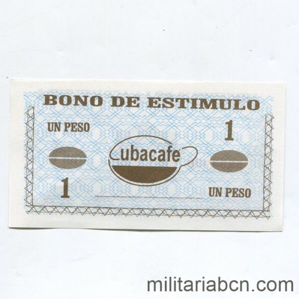 República de Cuba. Bono de Estímulo. Ministerio de Agricultura. Cubacafé. 1 peso.