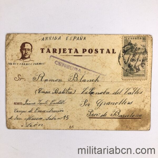 Postal de la Guerra Civil del Campo de Concentración de San Marcos, León