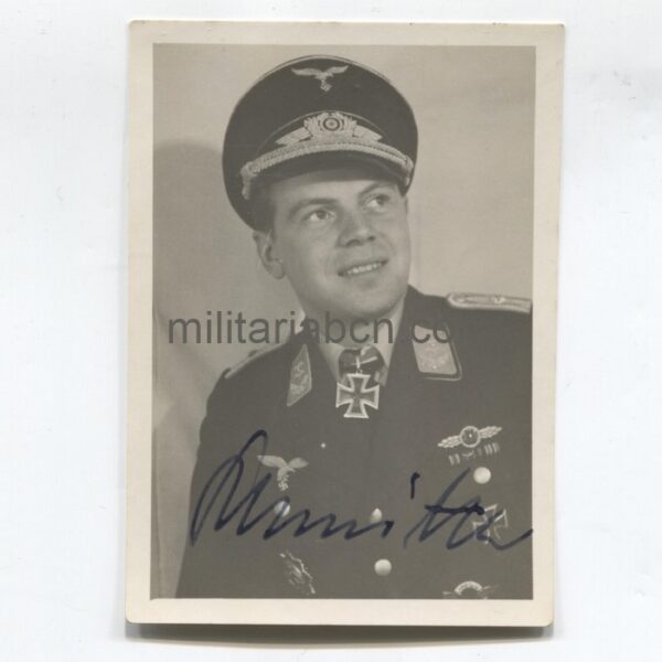Fotografía autografiada por un piloto de la Luftwaffe condecorado con la Cruz de Caballero n2