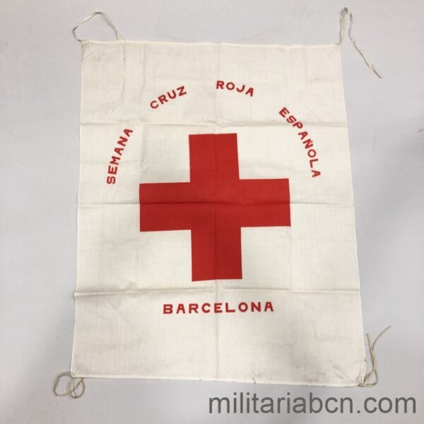 Bandera o banderola de la Semana de la Cruz Roja Española. Barcelona.