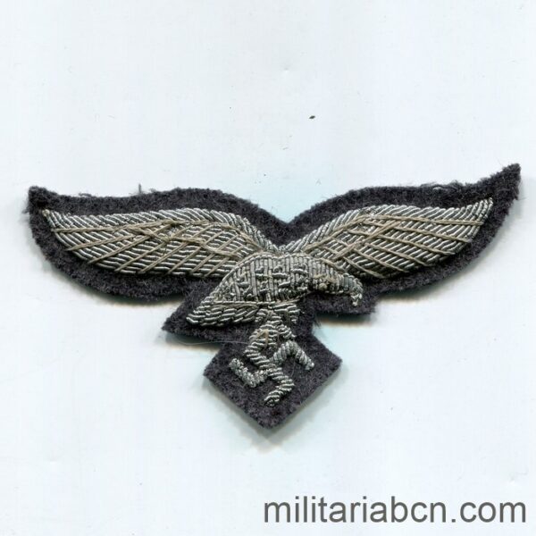 Germany Third Reich. Luftwaffe Officer's breast badge eagle. Embroidered. World War II German Badge. Wehrmacht Luftwaffe Brustadler für Offiziere