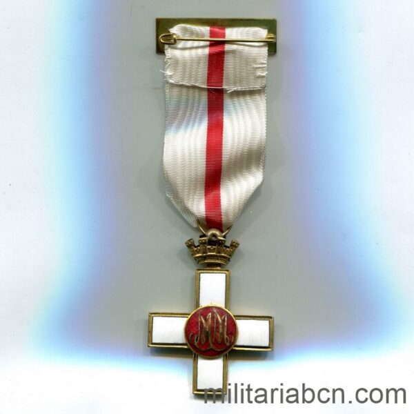 Cruz al Mérito Militar de1ª Clase. Distintivo blanco. Período II República. cinta reverso