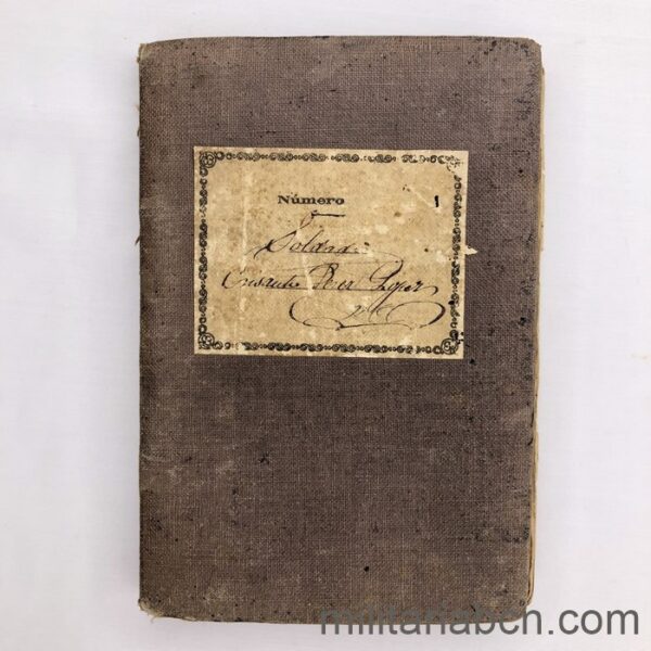 Regimiento de Caballería de Santiago. 4º Escuadrón. Libro del Ajuste de Cuentas de Masita de un soldado. 1872.