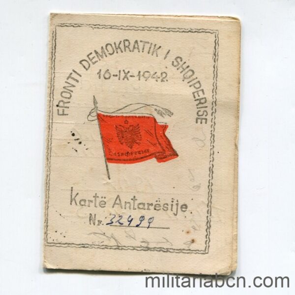 People's Socialist Republic of Albania. Albanian Democratic Front. Identity card. 1960s