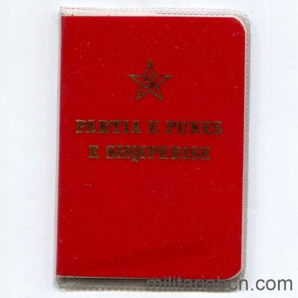 República Popular Socialista de Albania. Carnet de Militante del Partido Obrero Albanés.