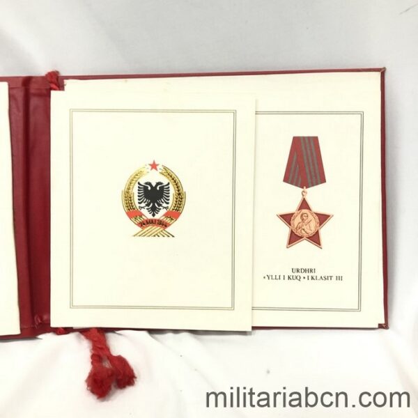 Albanian. People's Socialist Republic of Albania. Award of the Order of the Red Star 3rd Class.