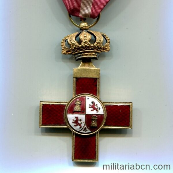 Orden al Mérito Militar. Cruz de 1ª Clase. Distintivo rojo. Época del Gobierno Provisional. 1868-1871.