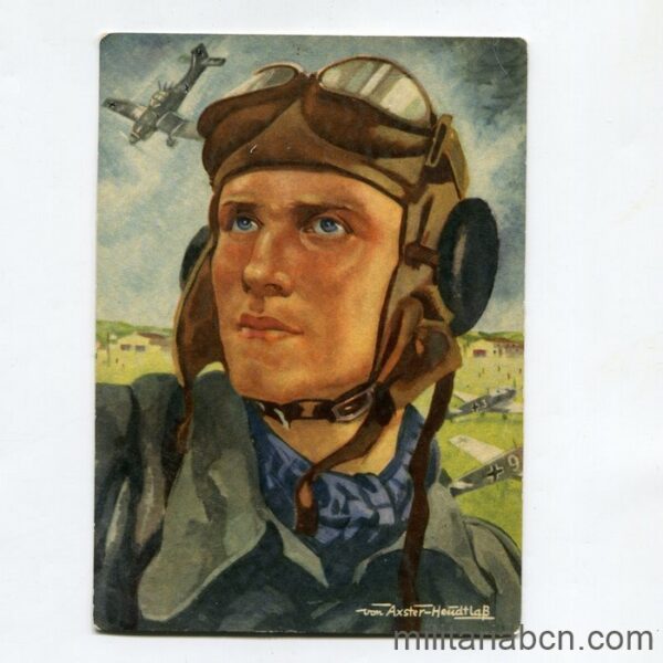Germany Third Reich. Postcard. Luftwaffe pilot. Verlag für Traditionspflege. Berlin. World War II postcard.