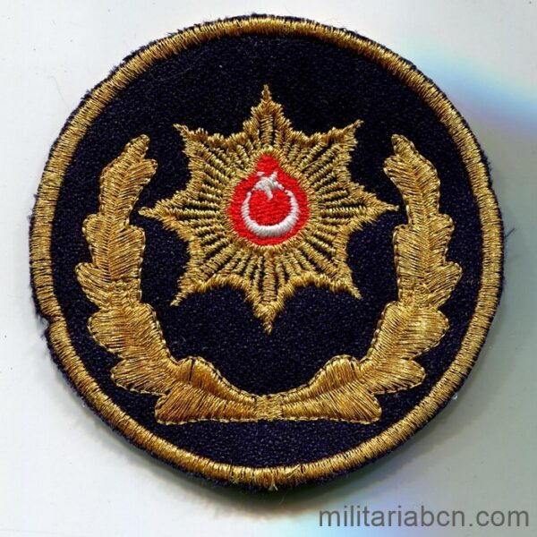 Turquía. Insignia de boina de la Policía Turca en tela. Oficial. Bordada. D3