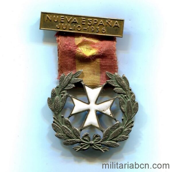 Medalla de Sanidad Militar de la Guerra Civil Española con pasador Nueva España Julio 1936