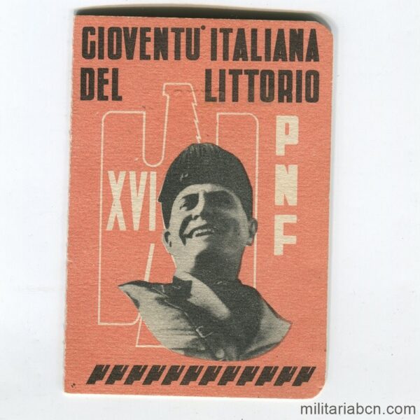 Italy. GIL Gioventù Italiana del Littorio card. Year XVI. 1938. Ravenna