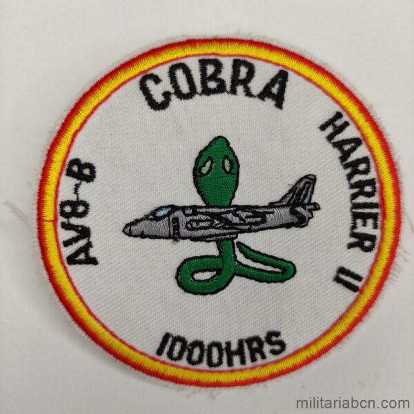 España. Parche del AV8-B Harrier II. Cobra. 1000 horas. Armada española