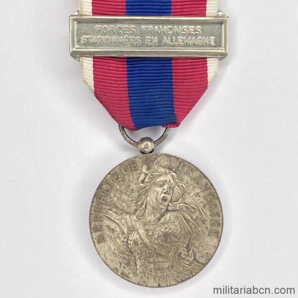 France. National Defense Medal. silver version. With pin Forces Françaises Stationnées in Allemagne