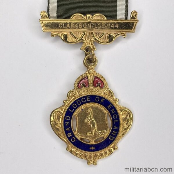Masonic Medal. United Kingdom. Grand Lodge of England. Royal Antediluvian Order of Buffaloes. Clarkson Lodge 944
