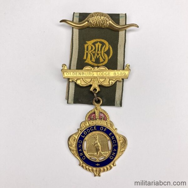 Masonic Medal. United Kingdom. Grand Lodge of England. Royal Antediluvian Order of Buffaloes. Oldenburg Lodge 8589. Marked. 1953