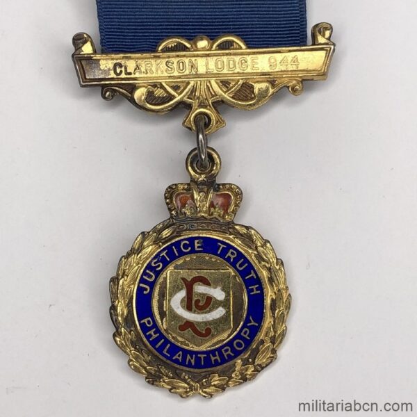 Masonic Medal. United Kingdom. Grand Lodge of England. Royal Antediluvian Order of Buffaloes. Clarkson Lodge 944. Primo. checked. 1959