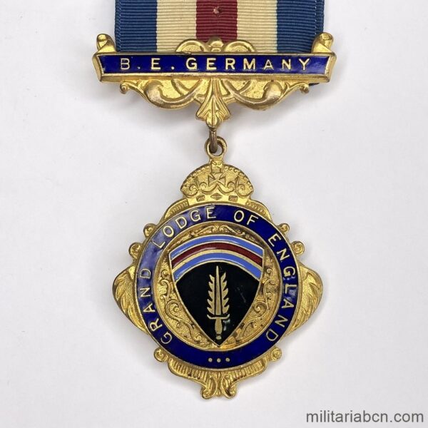 Masonic Medal. United Kingdom. Grand Lodge of England. B.E. Germany. Lodge formed by troops of the British Army of Occupation in Germany.