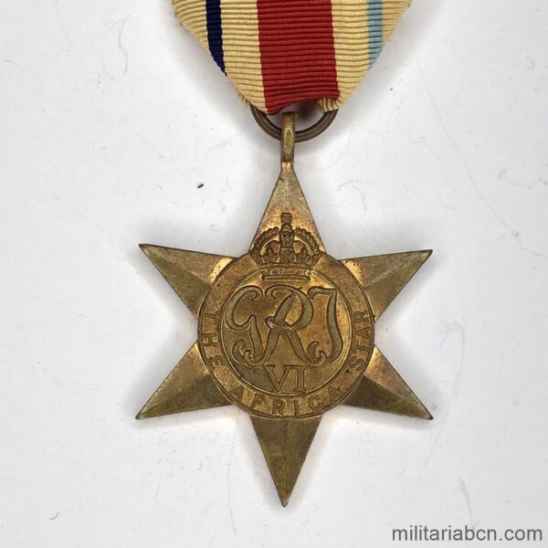 Reino Unido. The Africa Star o Estrella de África. Medalla británica de campaña de la Segunda Guerra Mundial