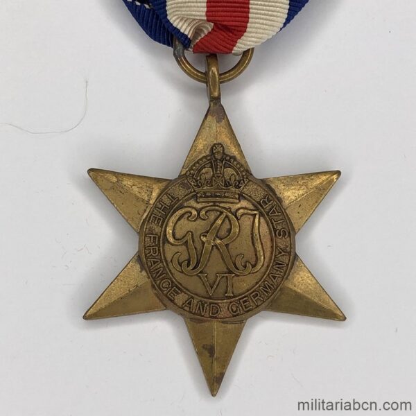 Reino Unido. The France and Germany Star o Estrella de Francia y Alemania. Medalla de campaña británica de la Segunda Guerra Mundial.