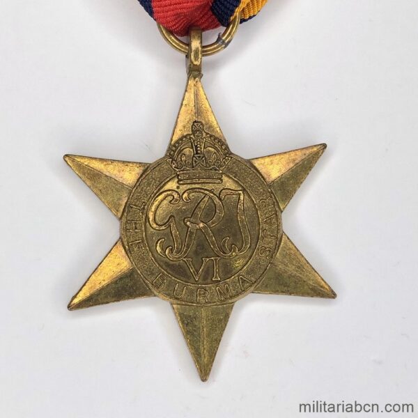 Reino Unido. The Burma Star o Estrella de Burma. Medalla británica de campaña de la Segunda Guerra Mundial. Con cinta de sustitución.