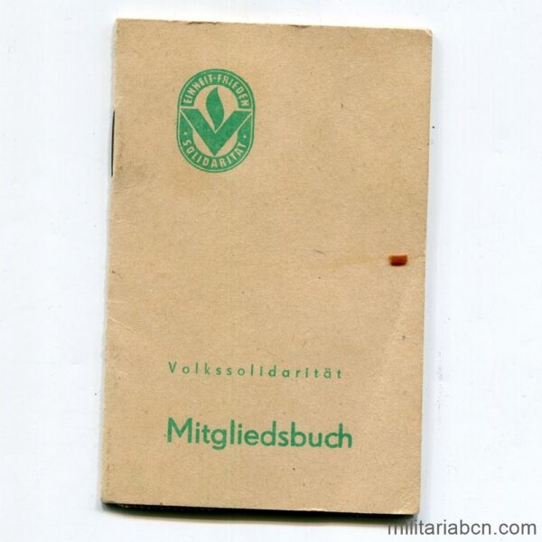 DDR Volkssolidarität card. Mitgliedsbuch. With quotation stamps from the years 1987 to 1990