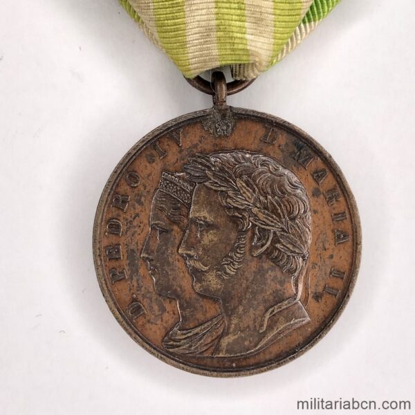 Portugal. Medalla portuguesa de las Campañas por la Libertad 1826-1834. Número 1 en el reverso. Medalha das Campanhas da Liberdade 1826-1834.