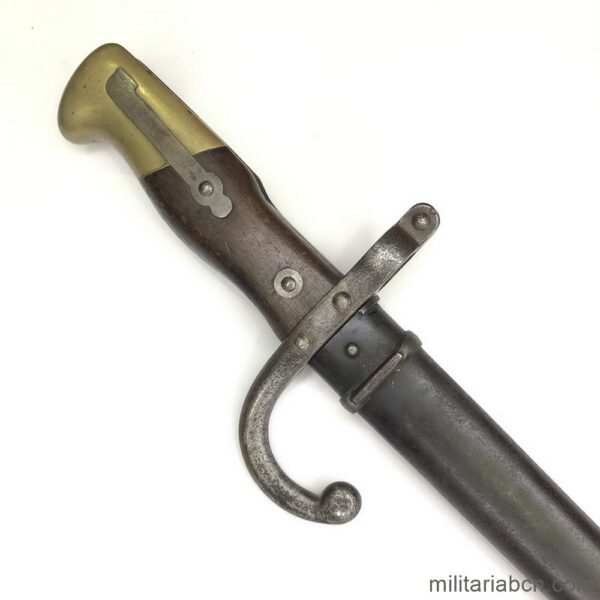 French bayonet model 1874 for the 11 mm Gras rifle. Same number scabbard and bayonet