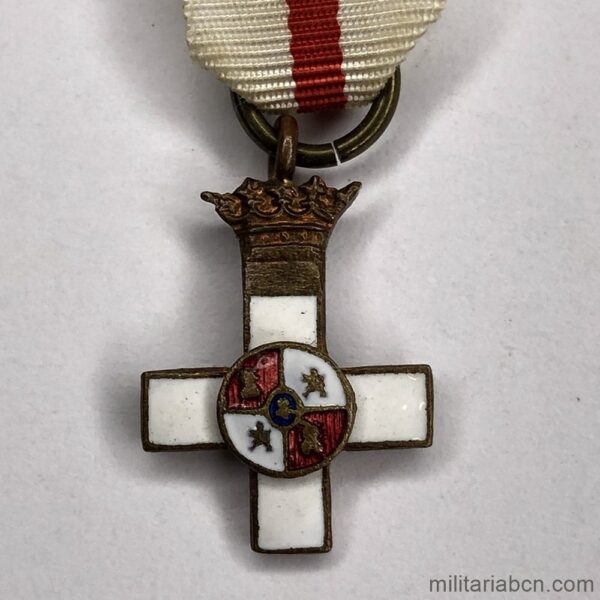 Miniatura de la Cruz al Mérito Militar Distintivo blanco. Con cinta. Época de Franco
