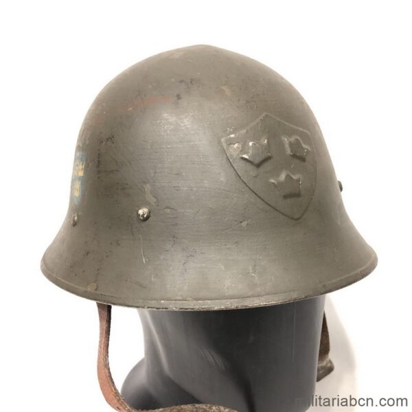 Sweden. Swedish M21 helmet with 1942 decals. World War II