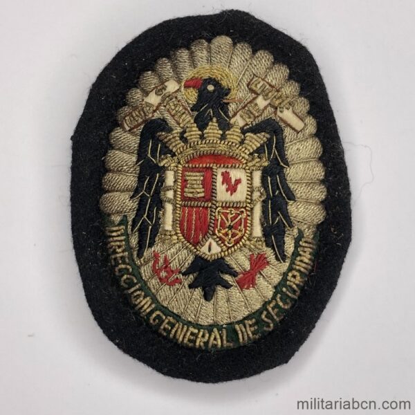 Insignia de gorra de la Dirección General de Seguridad. Años 60. Bordada. Policía Española
